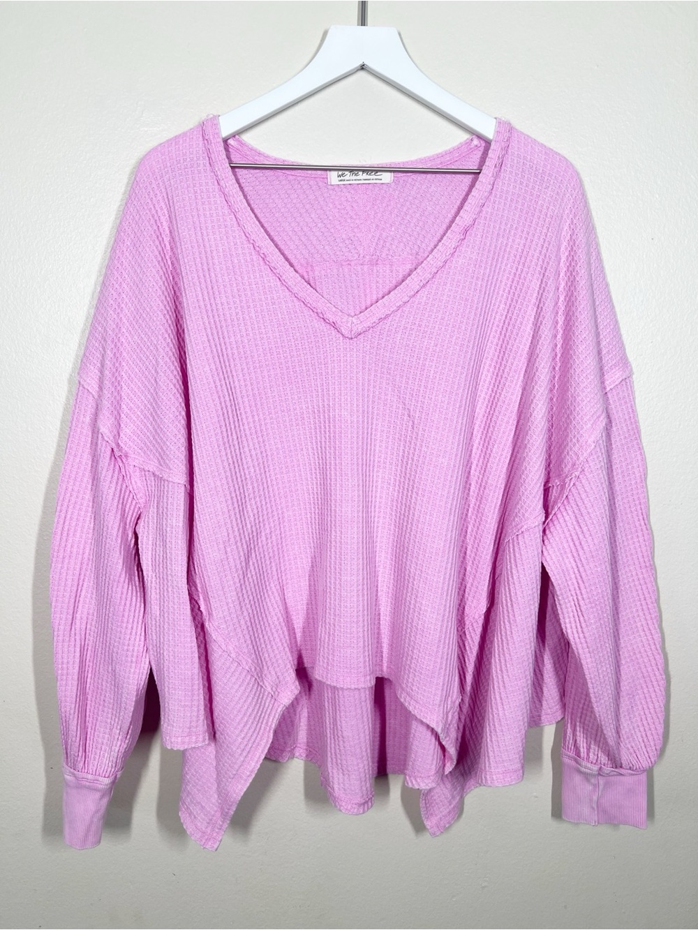 Free People We The Free Coraline Waffle Knit Thermal Oversized Long Sleeve Tee